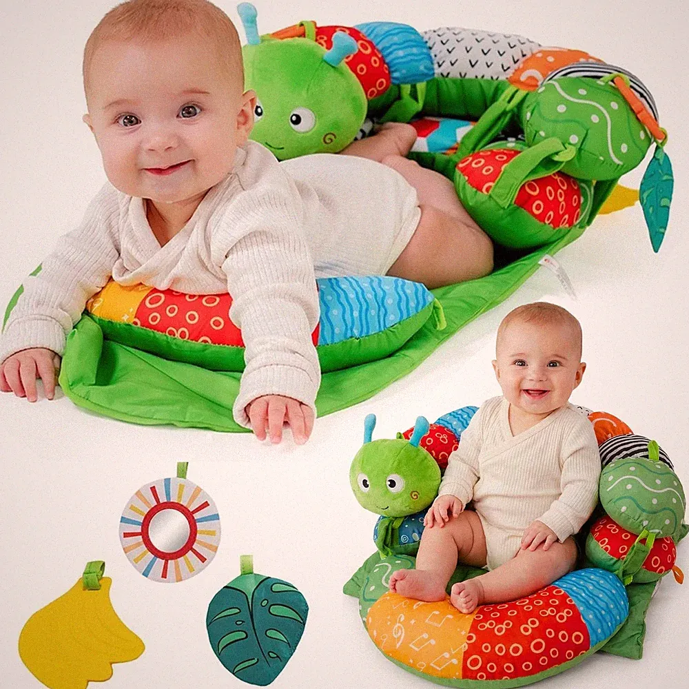 2-in-1 Tummy Time Mat & Baby Lounger Pillow - Seat for Baby Play Mat for Babi...
