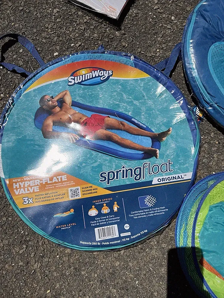 2 SwimWays Spring Float Recliner Pool Lounge Chair Hyper-Flate Valve Aqua & Baby