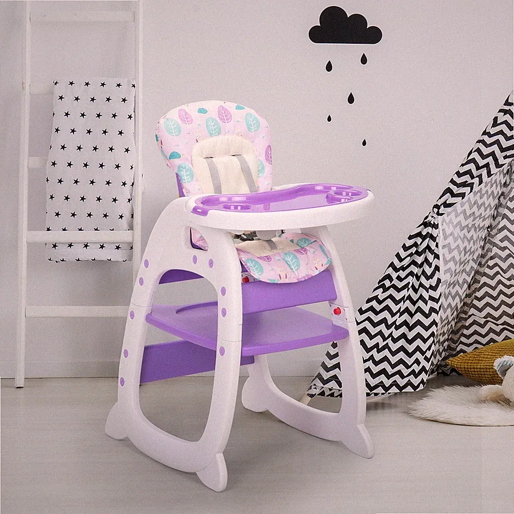 3-in-1 Baby High Chairs Toddler Feeding Play Booster Seat w/ Adjustable Tray