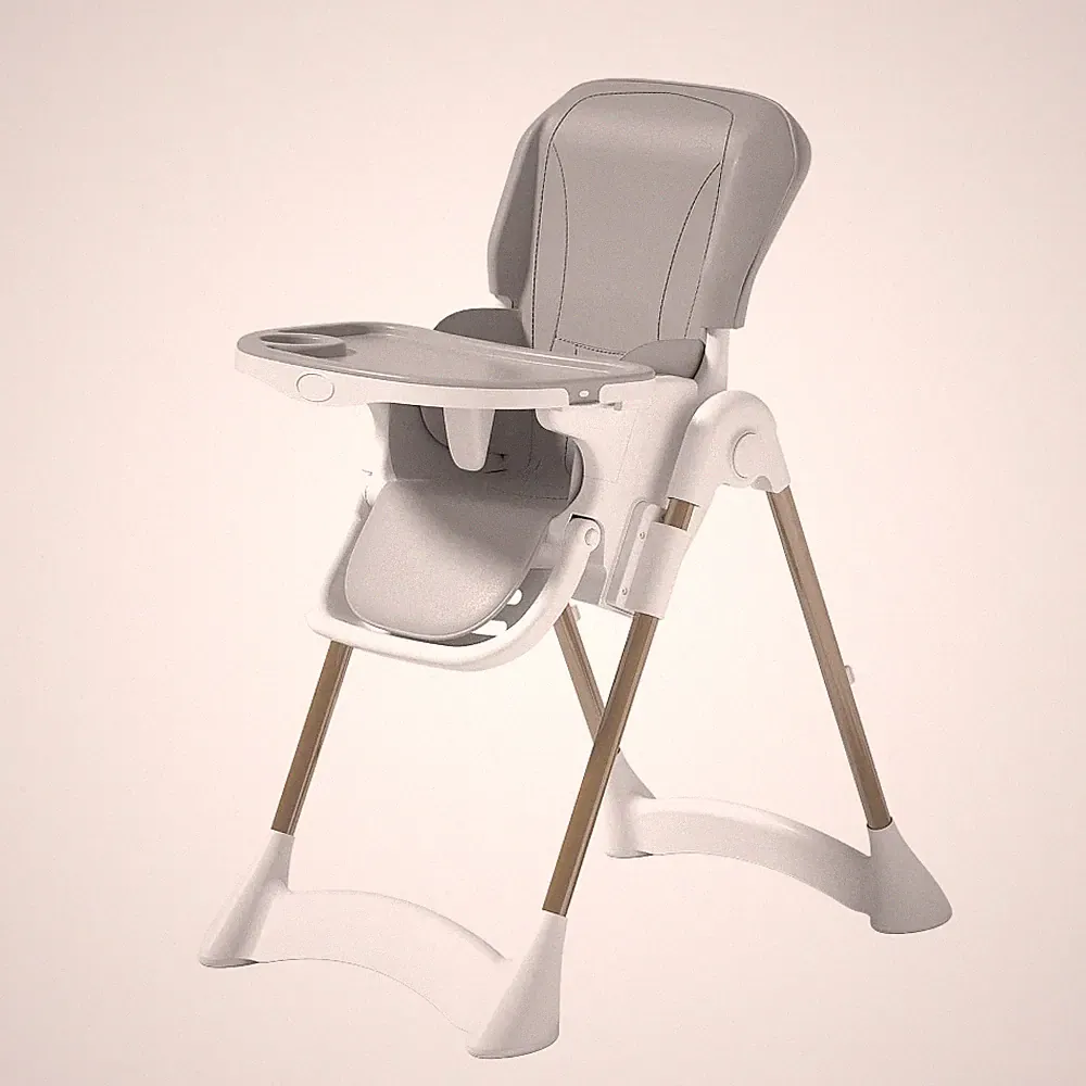 Adjustable Baby High Chair Recline Foldable Feeding Seat Toddler Harness Grey