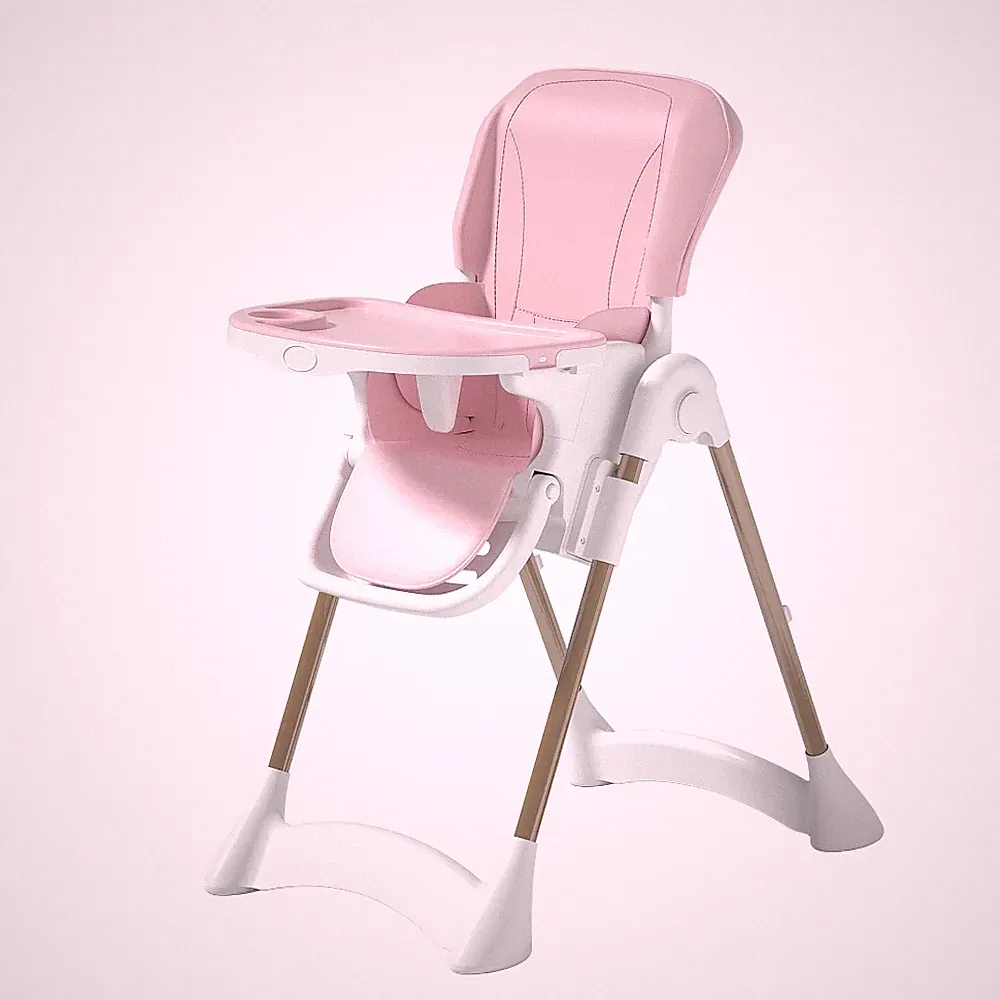 Adjustable Baby High Chair Recline Foldable Feeding Seat Toddler Harness Pink