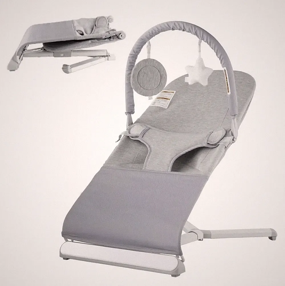 Baby Bouncer Chair with 2 Reclining Angles&Rotatable Toy Bar&Carrying Bag New**