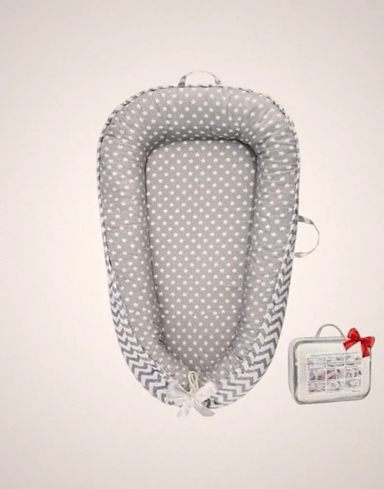 Baby Lounger | Organic Cotton Infant Lounger | Reversible, Adjustable & Portable