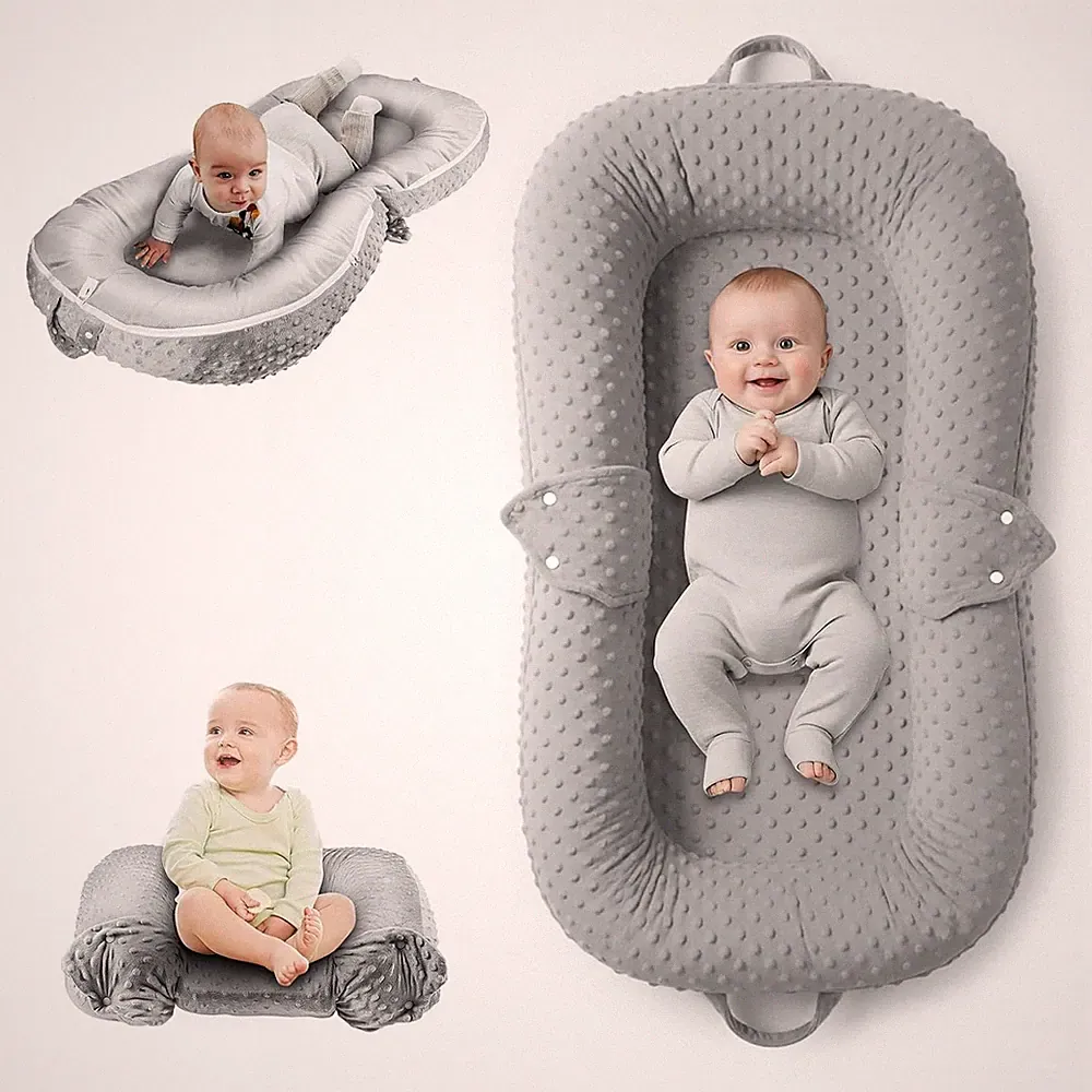 Baby Lounger Pillow : 2-in-1 Infant Lounger for Newborn 0-48 Months, Portable Tu
