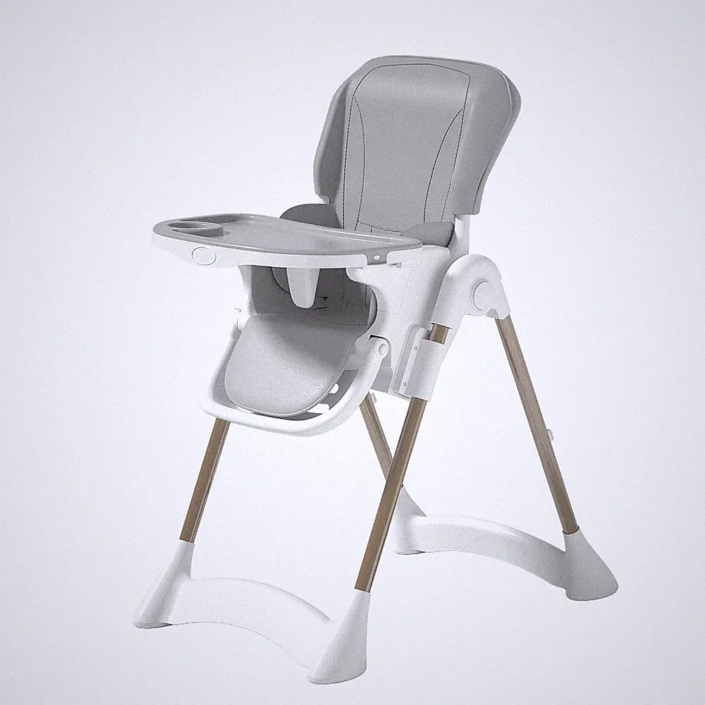 Baby Toddler Feeding High Chair Adjustable Height Recline Foldable Harness Grey