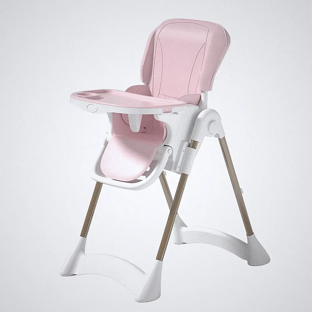 Baby Toddler Feeding High Chair Adjustable Height Recline Foldable Harness Pink