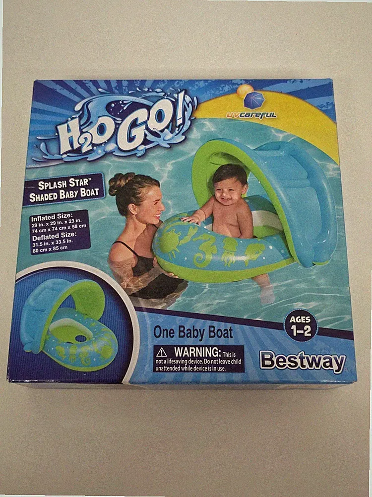 Bestway H2O Go Splash Shaded Baby Boat Float Raft Toddler 1-2 Years 29"×29"×23"