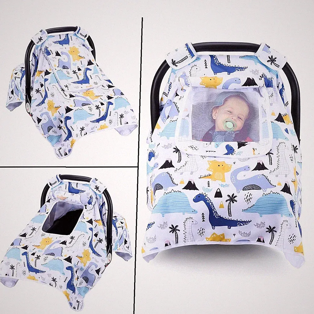 Kenkyo Baby Car Seat Lounger Cover Dino Dinosaur Pattern Newborn Carrier Canopy