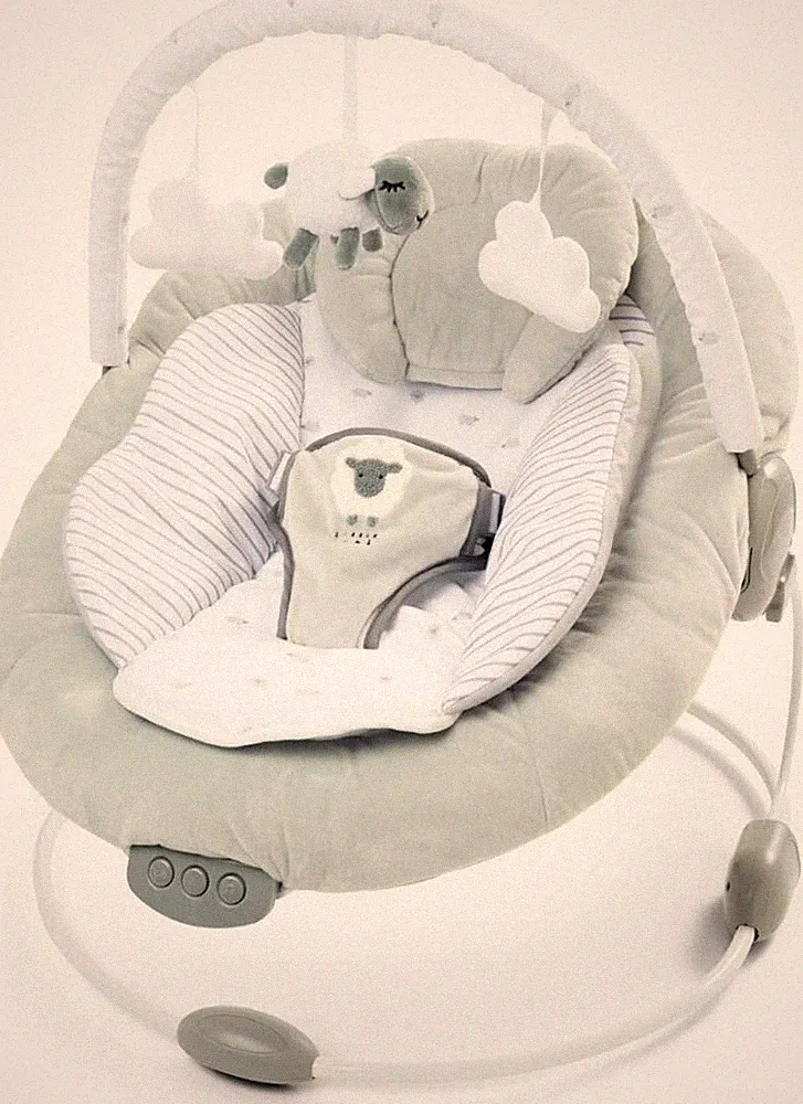 LADIDA Grey Newborn Baby Bouncer Chair Recliner Soothing Music Vibration Toys 77
