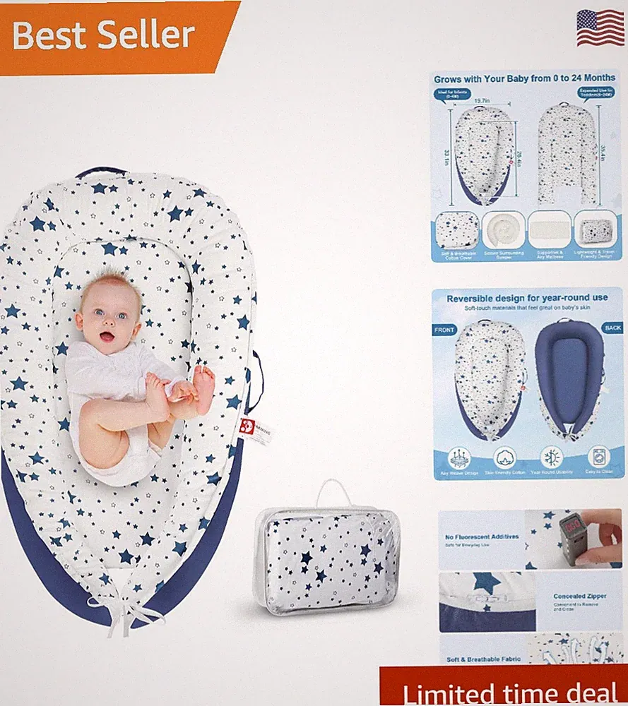 Multi-Functional Baby Lounger for 0-24 - Easy Diaper Changes & Tummy Time