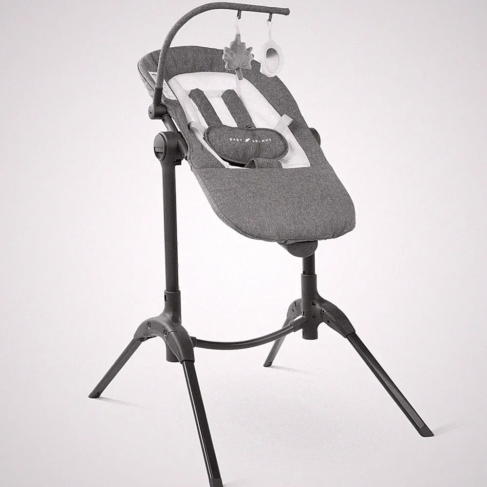 New Listing Baby Seat Portable Adjustable Soothing Compact Charcoal Tweed Bloom Delight