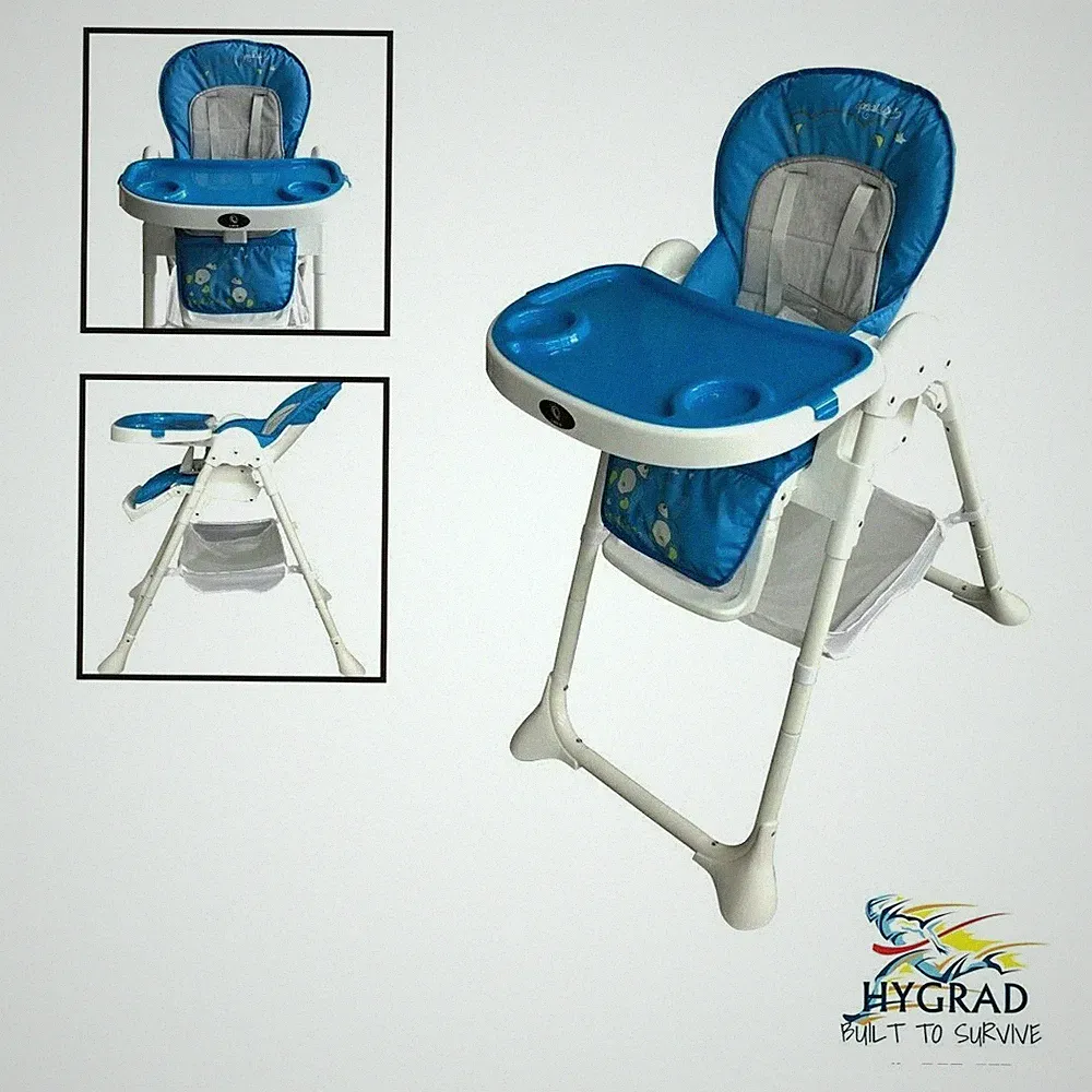 Portable 3 In 1 Baby Toddler Infant Reclining High Chair Feeding Tray Table Blue