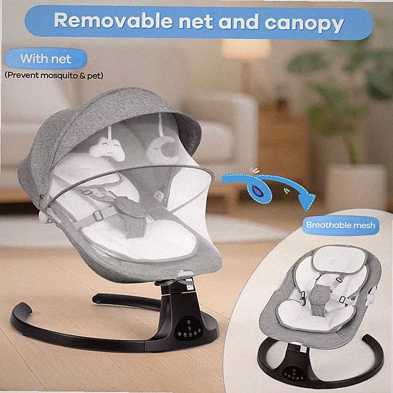 Portable baby electric rocking chair, electric baby swing, padded seat with seat