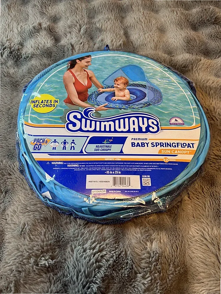 Swimways Sun Canopy Spring Float Baby Pool Lounger for 9-24 months Blue